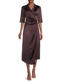 Shop BOSS Dasatine Satin Wrap Dress at Saks Fifth Avenue